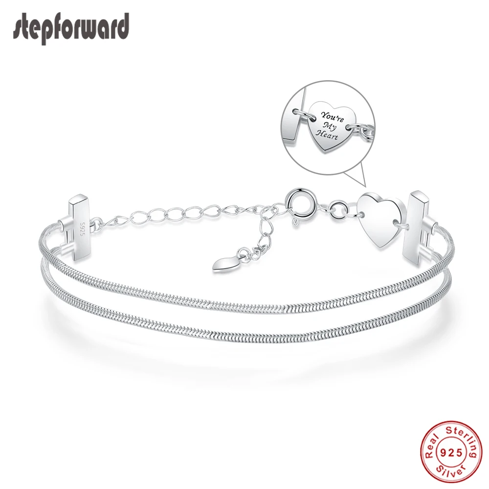Шаг вперед оригинальный двойной браслет-цепочка из стерлингового серебра 925