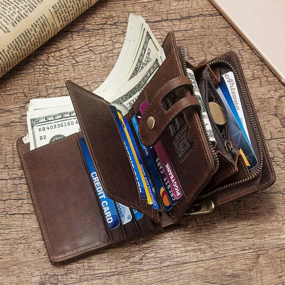 Кошелек мужской из натуральной кожи с гравировкой отделением для монет | Багаж и