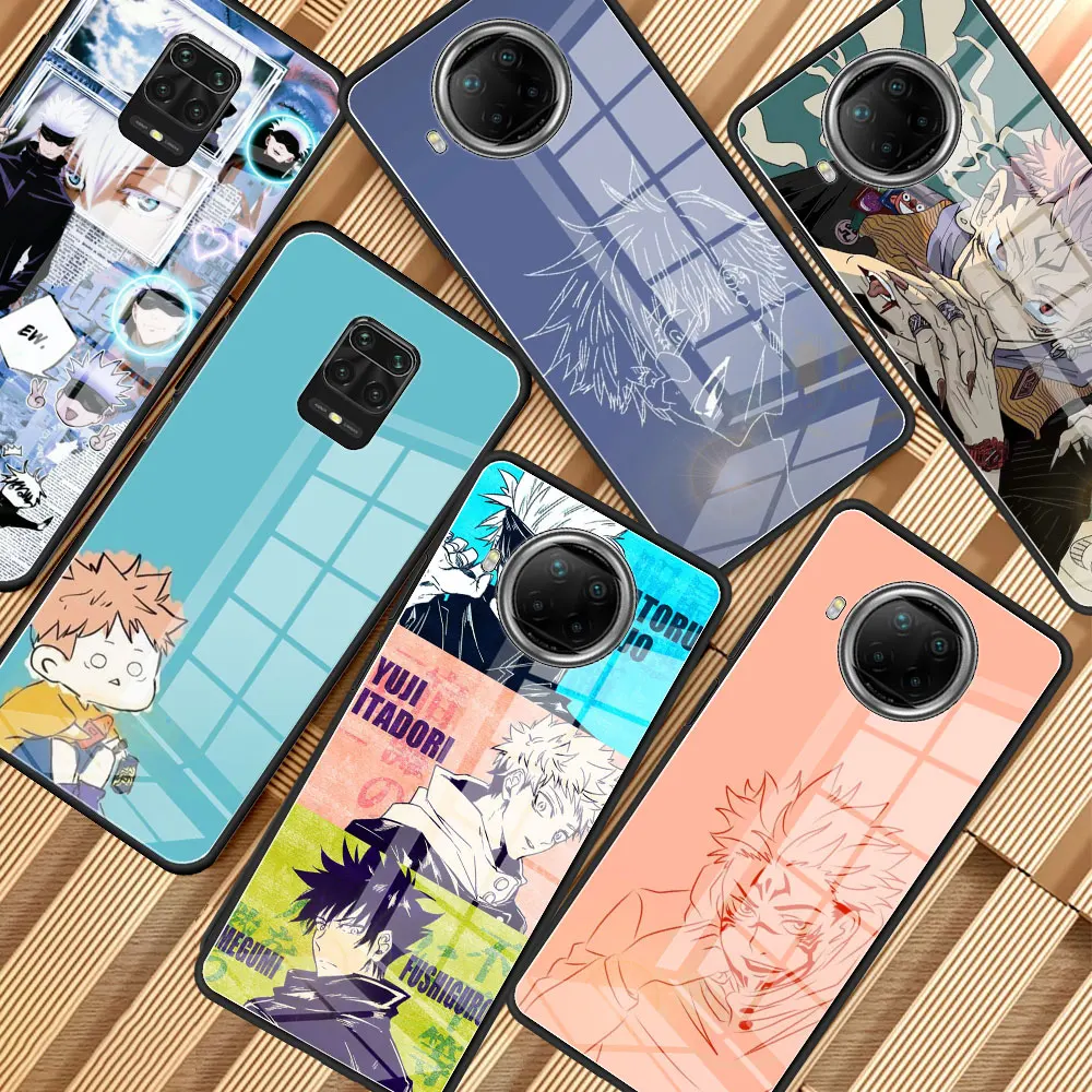 

Phone Case For Fundas Redmi Note 9S 8 Pro 9 7 8T 10 Max 9C K40 9A 8A 9T K30 5G Tempered Glass Shell Cover Anime Jujutsu Kaisen