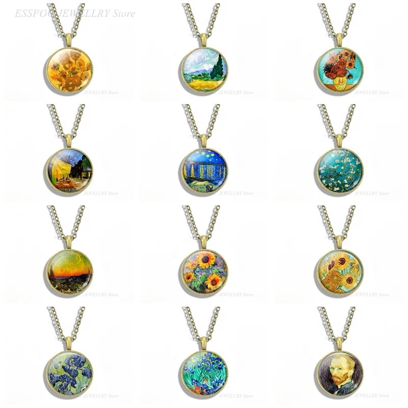Ван Гог искусство Масляные картины ожерелье бижутерия со стеклянными кабошонами