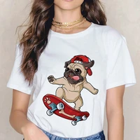 french fighting dog graphic print funny 90s girls short sleeve tee shirts fashion summer ladies tshirt