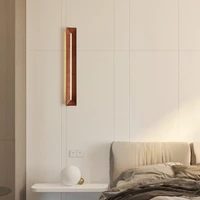 modern minimalist led solid wood wall lamp nordic design art bedroom bedside decoration ac220v warm light white light