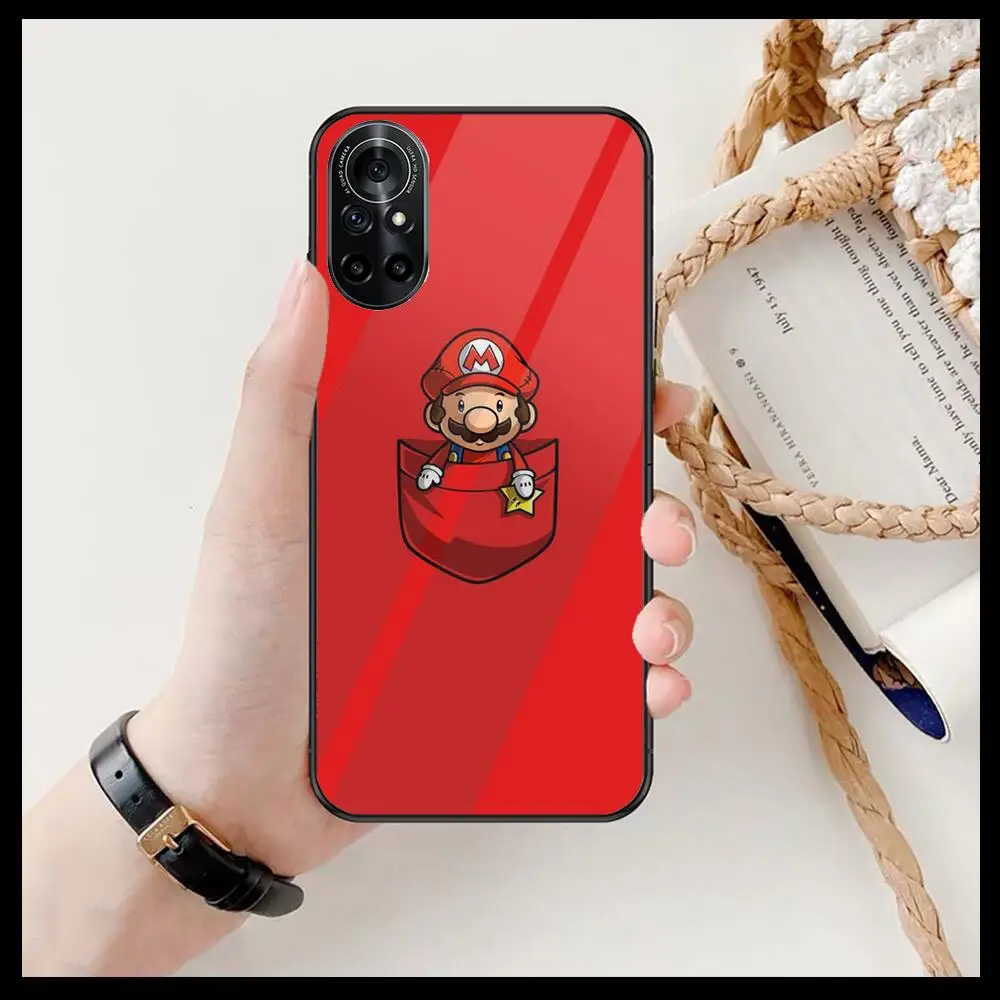 

funny Super Marios Bros Clear Phone Case For Huawei Honor 20 10 9 8A 7 5T X Pro Lite 5G Black Etui Coque Hoesjes Comic Fash