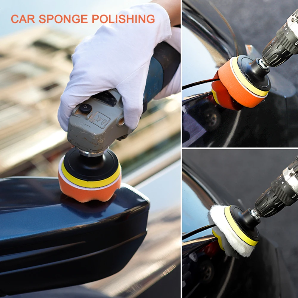 3Inch Car Polishing Kit Sponge Foam Pad Auto Headlight Wheel Polisher Polishing Refurbish Abrasive Disc Sandpaper Buffing Pads images - 6