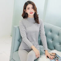 thermal underwear womens suit comfortable elastic multicolor round neck autumn and winter solid color home service women