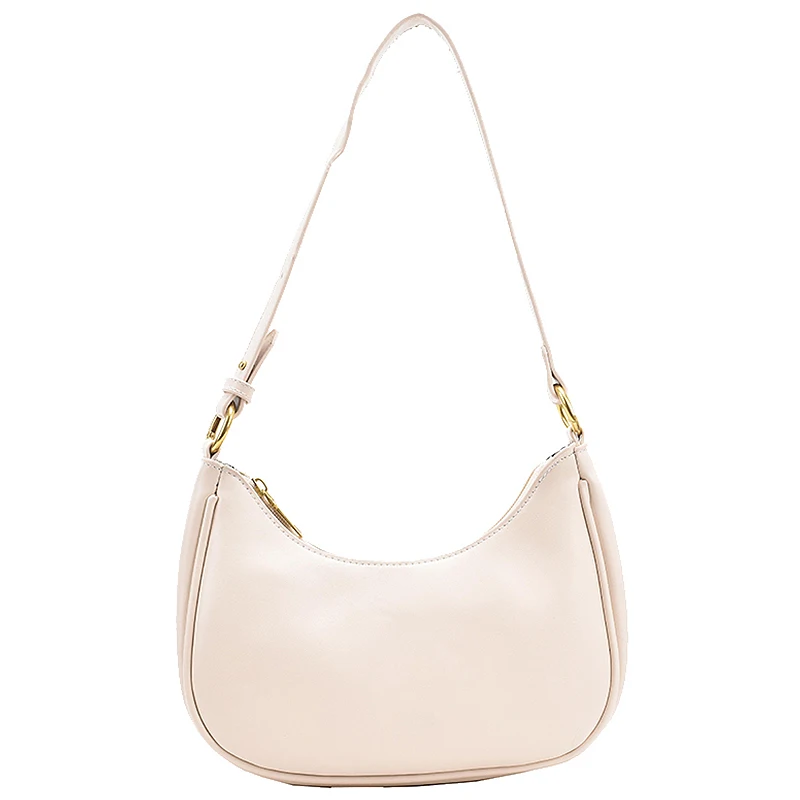 

Solid color zipper pu leather underarm bag women korean shoulder bag handbag