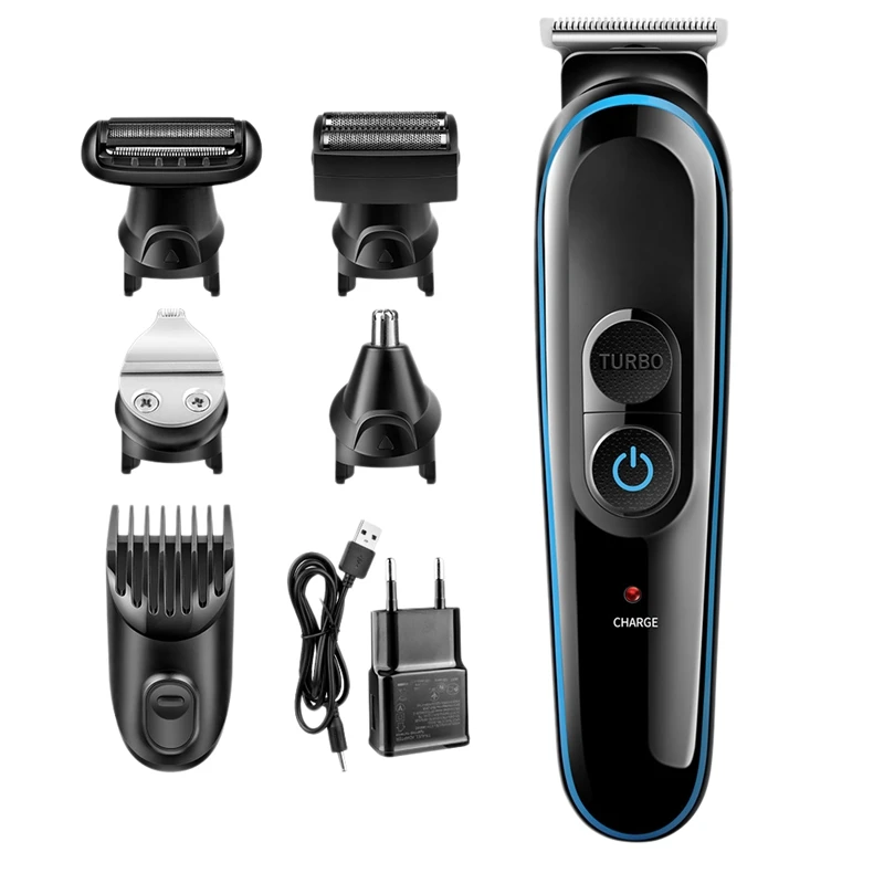 

Hair Clippers for Men 5 in 1 Beard Trimmer Ear and Nose Trimmer Detail Trimmer Cordless & Rechargeable EU Plug
