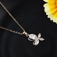 18k plated gold chain pendant necklace insect fashion jewelry charms aaa zircon summer bizuteria damska bijoux women gift