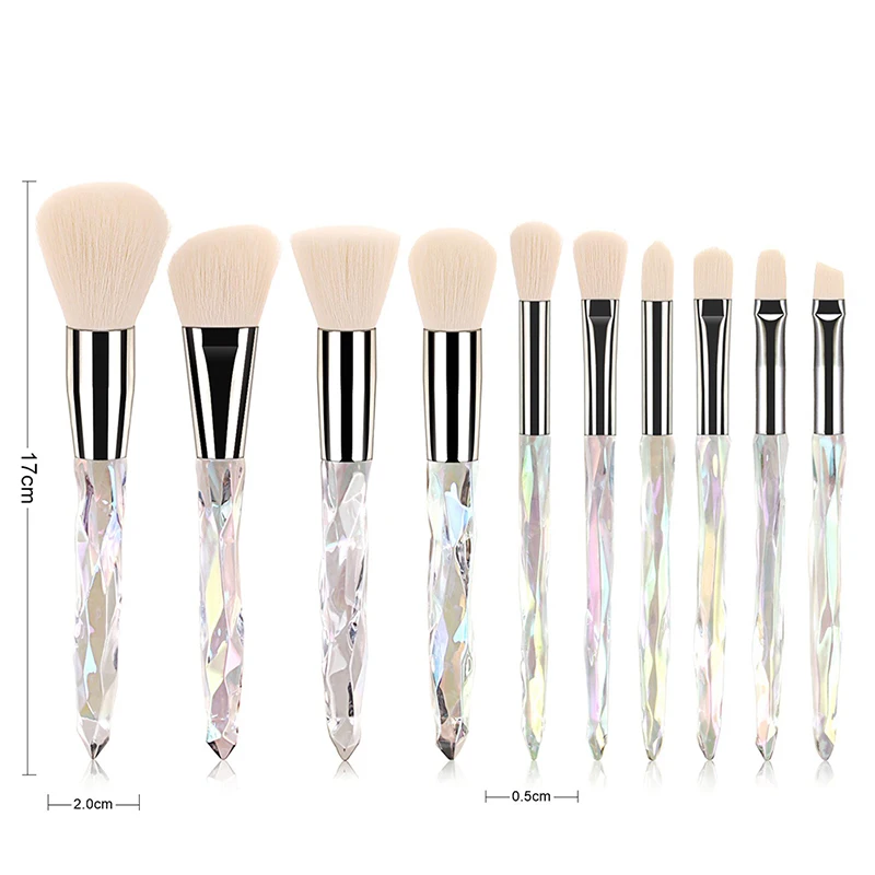 10Pcs Diamond Crystal Foundation Eyeshadow Eyebrow Cosmetic Makeup Brushes | Красота и здоровье