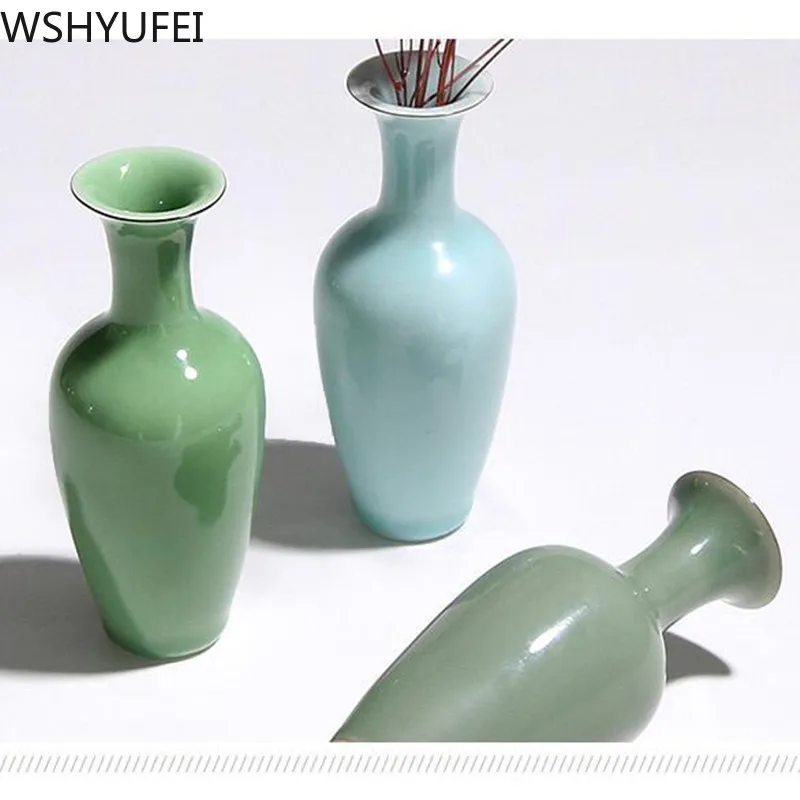 New style Celadon vase Flower arrangement hydroponic plant Office desktop fashion decoration Photo studio Decoration WSHYUFEI | Дом и сад