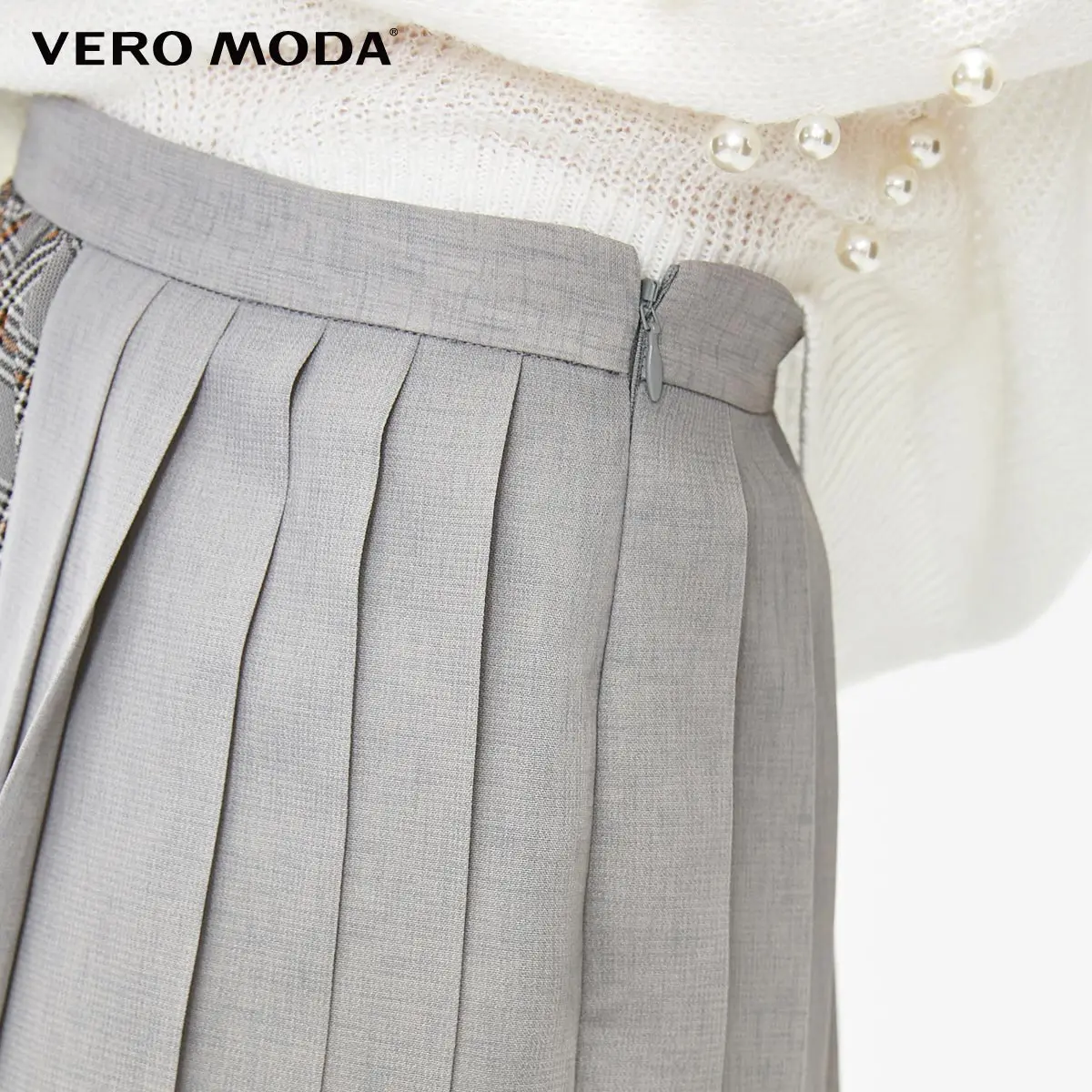 Vero Moda Женская контрастная плиссированная юбка средней длины с узором «гусиная лапка» | 318316543
