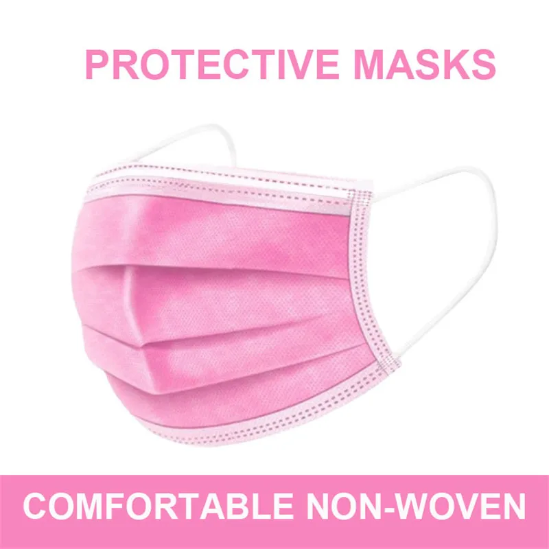 Маски одноразовые нетканые для лица 3 слоя с фильтром пылезащитные дышащие