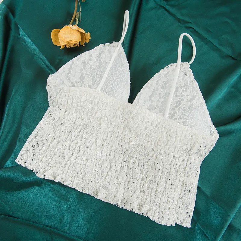 

Sexy French Triangle Cup Lace Sling Backless Lingerie Bralette Top Underwear Women Seamless Thin Shoulder Strap Push Up Bra