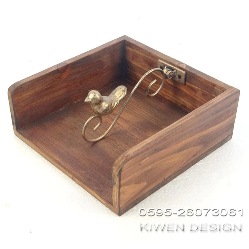 Деревянная квадратная коробка для салфеток с животными милый держатель поднос