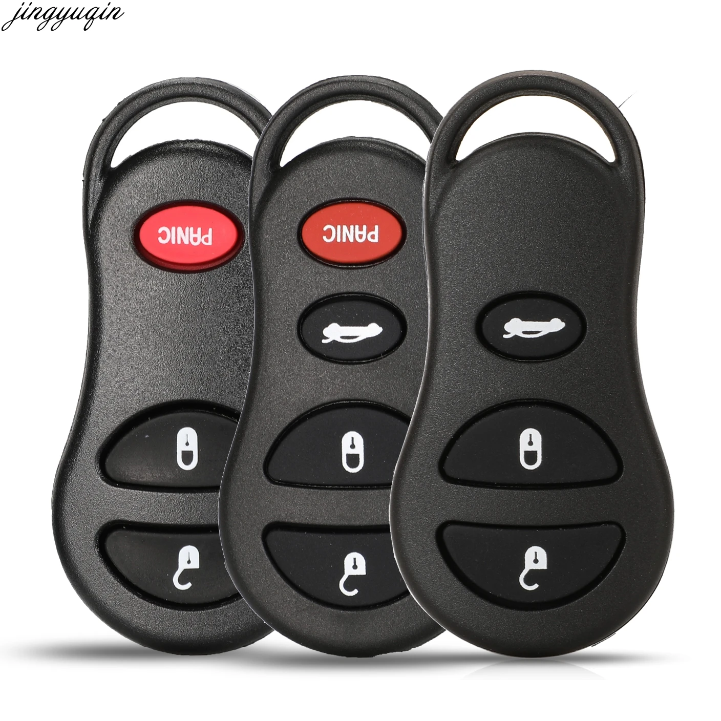 

Jingyuqin Remote Car Key Case Shell For Chrysler Grand Voyager PT Cruiser Dodge Ram Dakota Conversion Van Jeep Cherokee 3/4BTNS