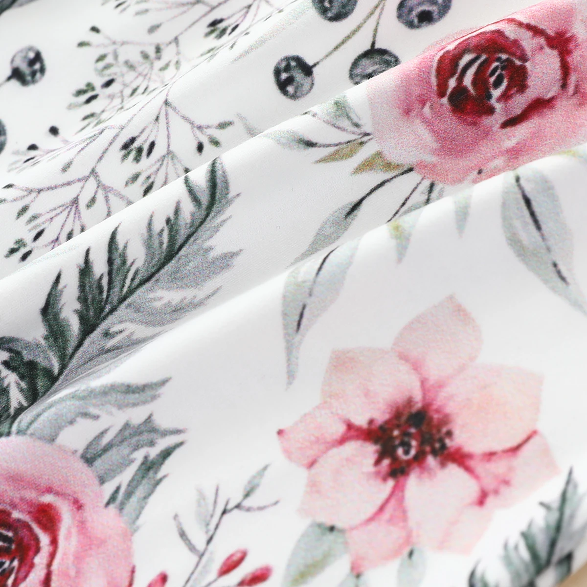 

2020 Baby Girls Long-sleeved Trousers Set Fresh Print Round Neck T-shirt and Solid Color Elastic Long Pants 0-24M