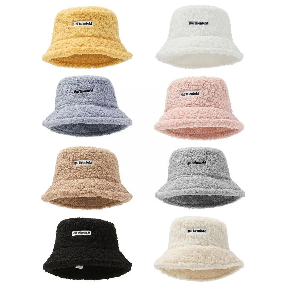 

Women Warm Hat Cute Lamb Wool Letter Fisherman Sun Hat Lady Boy Hat Girl Panama Cap Bucket Cap For Women Outdoor Suns Q9C8