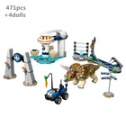 Новинка, набор строительных блоков Triceratops Rampage с животными, кирпичи, Парк Юрского периода, парк, парк, Классическая модель фильма, детские игрушки, подарки