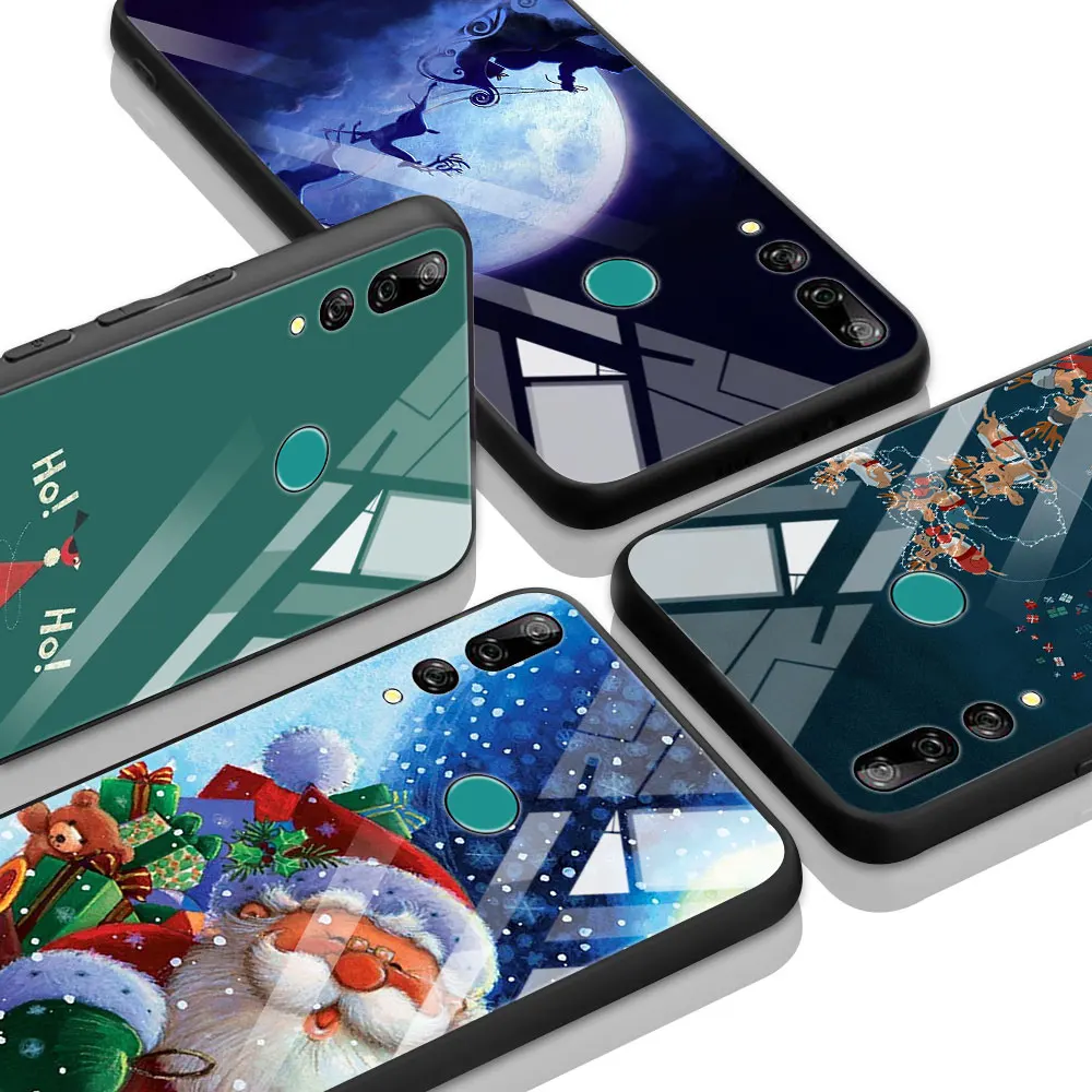 

Santa Claus Father Christmas Glass Case For Honor 8X 20 9X 30 Pro Plus 10 Lite Phone Cover For Huawei Y7 Y6 Y9 2019 Y8p Shell