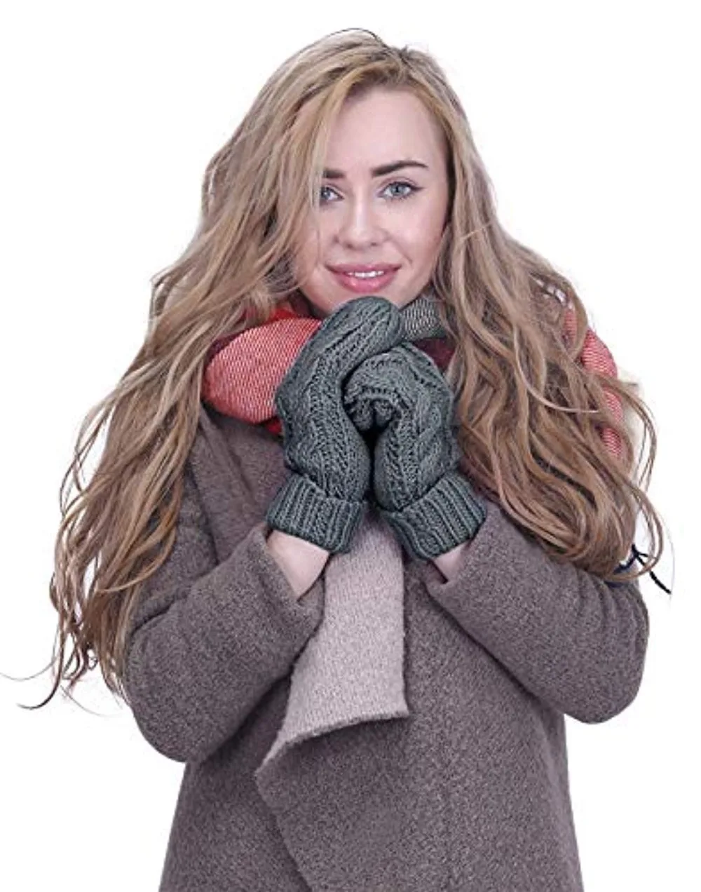 Women Winter Crochet Camp Protective Gloves Twist Cable Knit Hand Warmer Mittens Winter Gloves