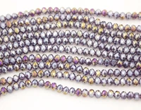 1000 pcs 4x6mm carved ab purple rondelle crystal glass loose beads