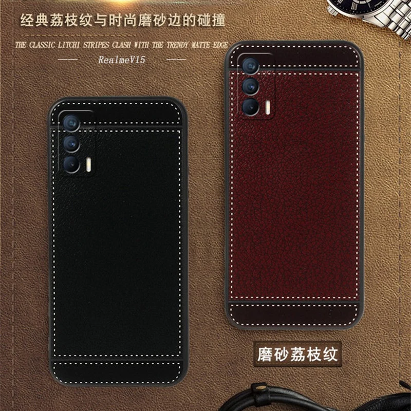 Для Realme V15 RMX3092 RMX3093 чехол RealmeV15 черный, красный синий розовый коричневый 5 Стиль модные мобильный телефон Обложка