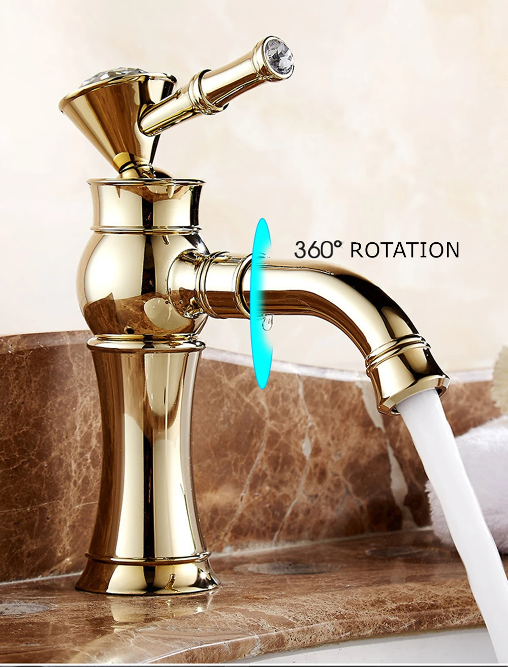 Зеркальный золотистый смеситель для ванной комнаты из твердой латуни горячей и