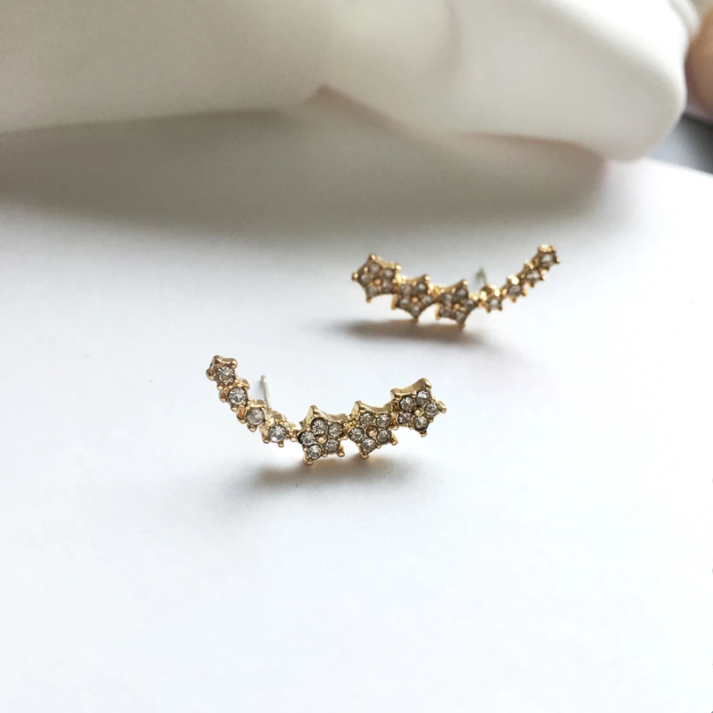 

S925 needle Delicate Jewelry Earrings Hot Selling Popular Design High Quality Shiny Crystal Bling Bling Star Earrings For Girl