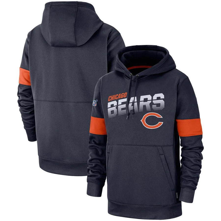 

Chicago Sideline Team Logo Bears Men Performance Pullover Navy Hoodie