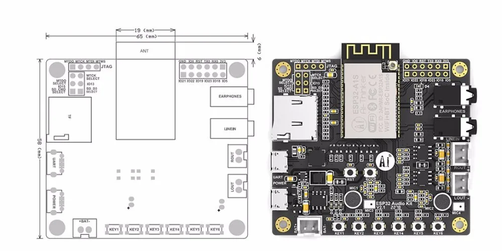 

WiFi + Bluetooth module ESP32 serial to WiFi ESP32-Aduio-Kit Audio Development Board