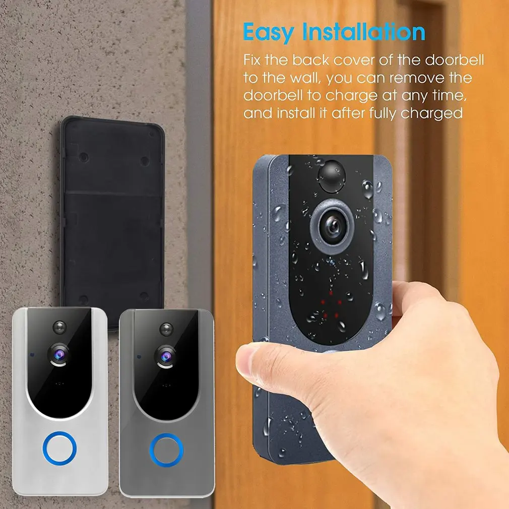 

Wireless Video Doorbell Camera Outdoor Waterproof 720P WiFi Video Doorbell Intelligent Two-way Intercom Doorbell