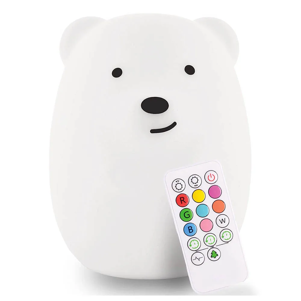 

Night Light Cute Nursery Light Silicone LED LampRemote Operated USB Rechargeable Timer Auto Shutoff for Room