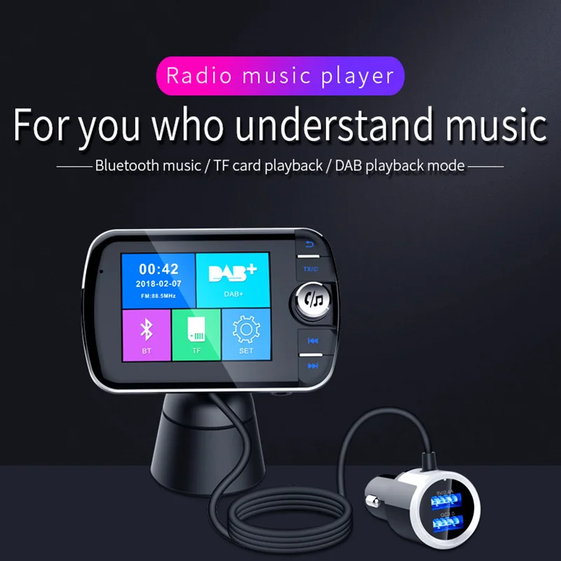 CDEN Автомобильный FM передатчик цветной цифровой DAB радио MP3 музыкальный плеер