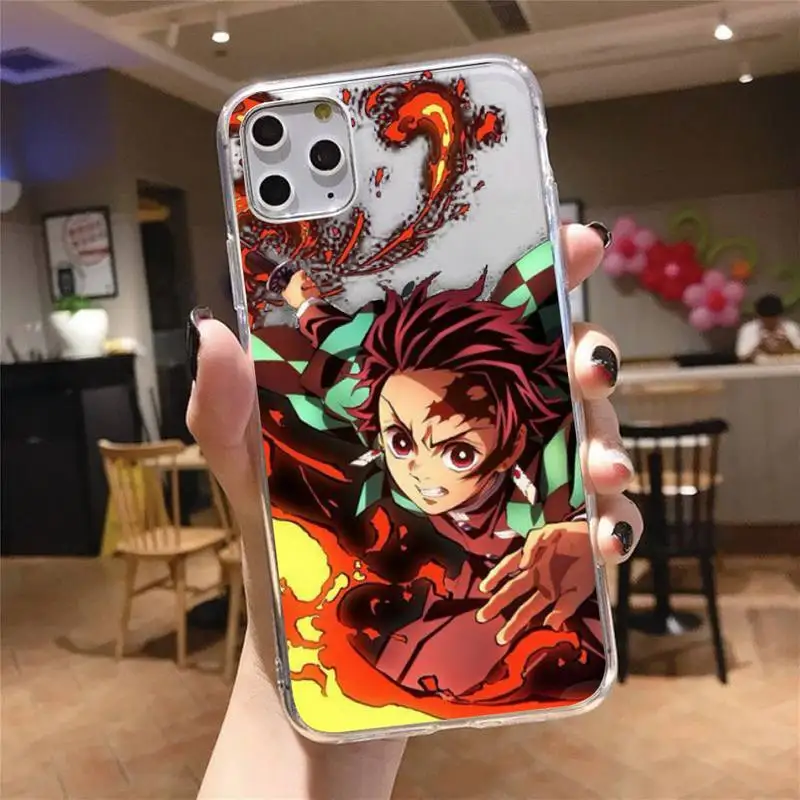 

Kimetsu No Yaiba Demon Slayer Anime Phone Case Transparent for iPhone 11 12 mini pro XS MAX 8 7 Plus X XR