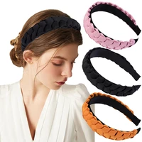 forwot braid hairband elastic women satin knotted headband vintage wide hair bands hoop twist weaving hair accessories headwear