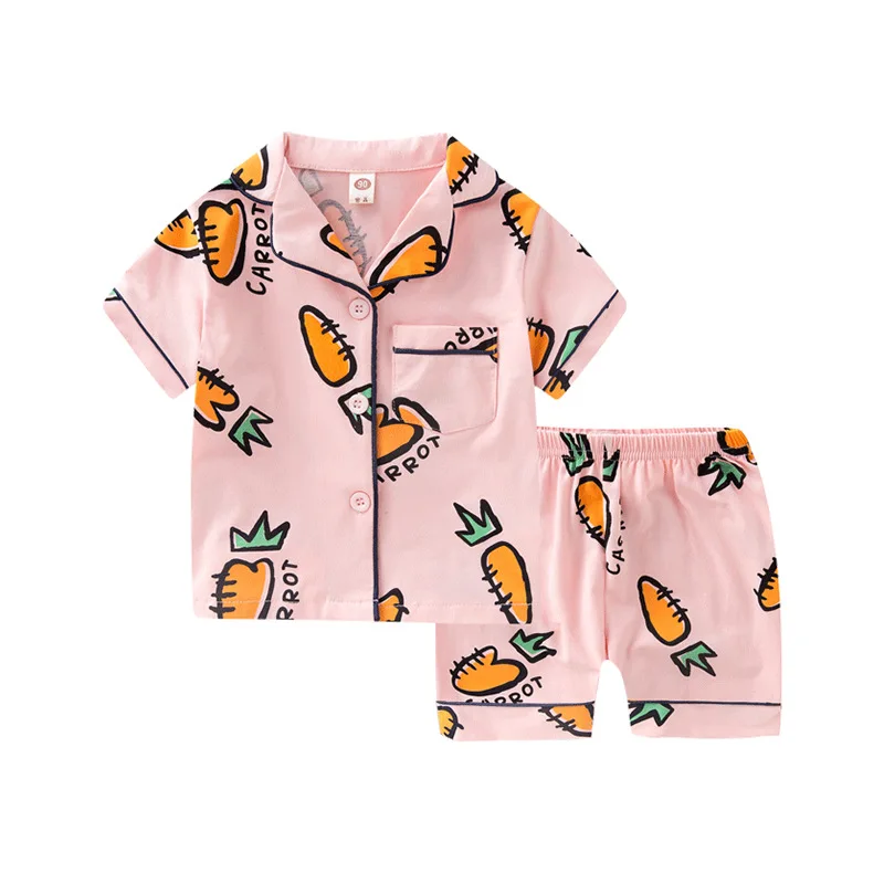 

SAILEROAD 2022 Summer Cute Carrot Pajamas Sets Girls Cotton Pyjamas For Kids Pijama Infantil Boys Sleepwear Child Home Wear