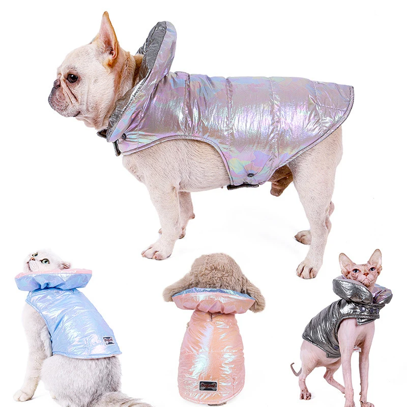 Зимнее теплое пальто для собак толстовка с капюшоном маленьких больших