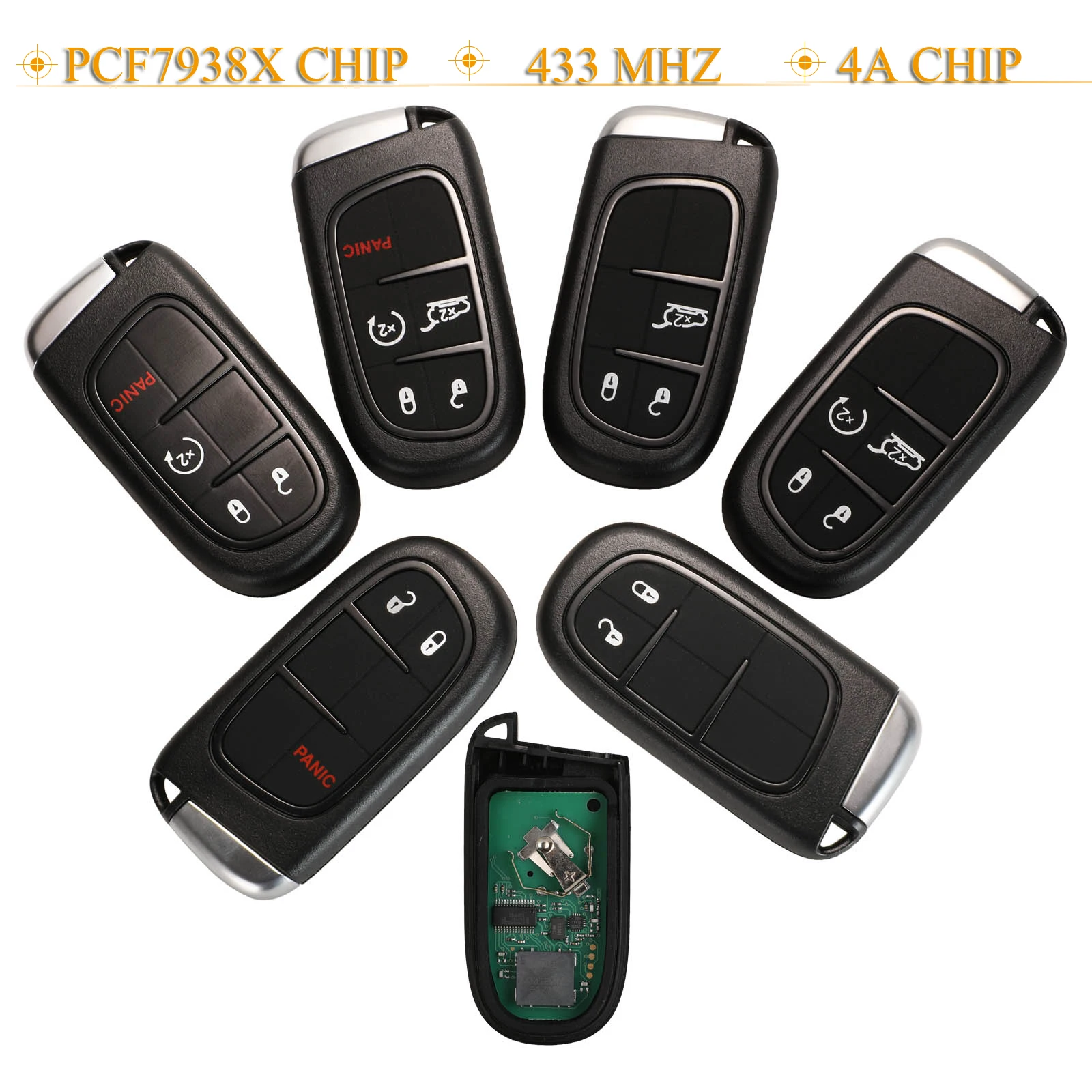 Kutery 2/3/4/5 кнопки 433 МГц Hitag-AES 4A чип дистанционный ключ для Jeep Cherokee Durango Chrysler GQ4-54T |