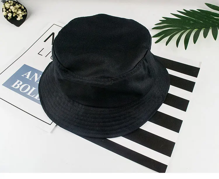 

Black White Solid Bucket Hat Unisex Bob Caps Men women Summer Panama Cap Beach Sun Fishing hat