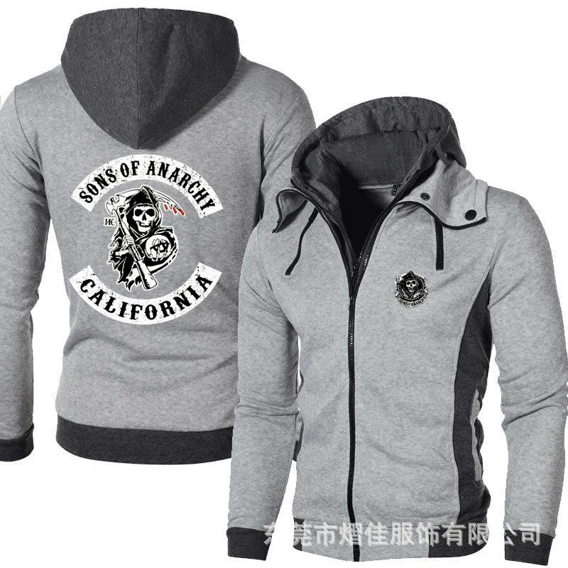 

Куртка мужская на молнии с капюшоном и шарфом, на флисе