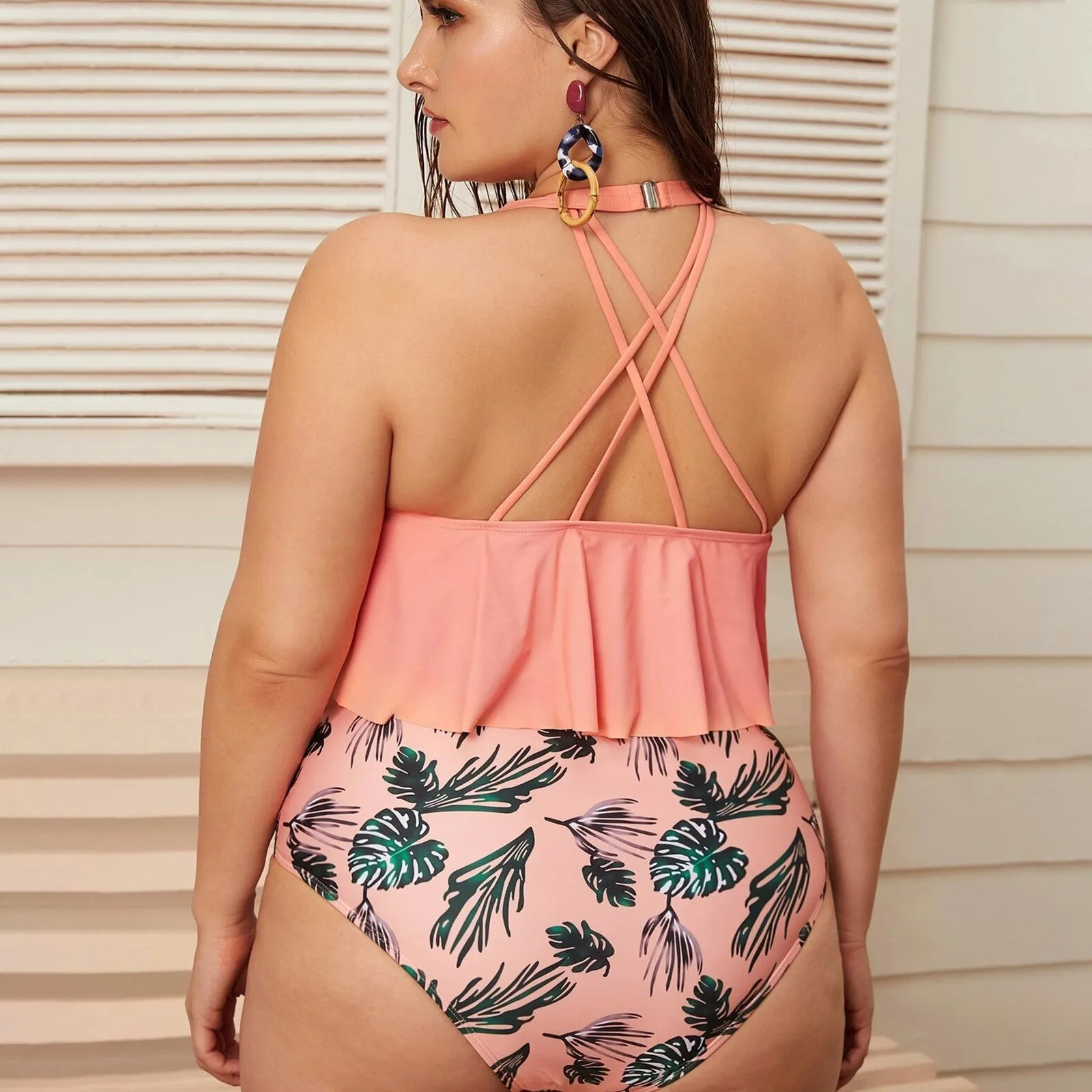 Женский купальник бикини для полных женщин Модный Купальник женский сексуальный