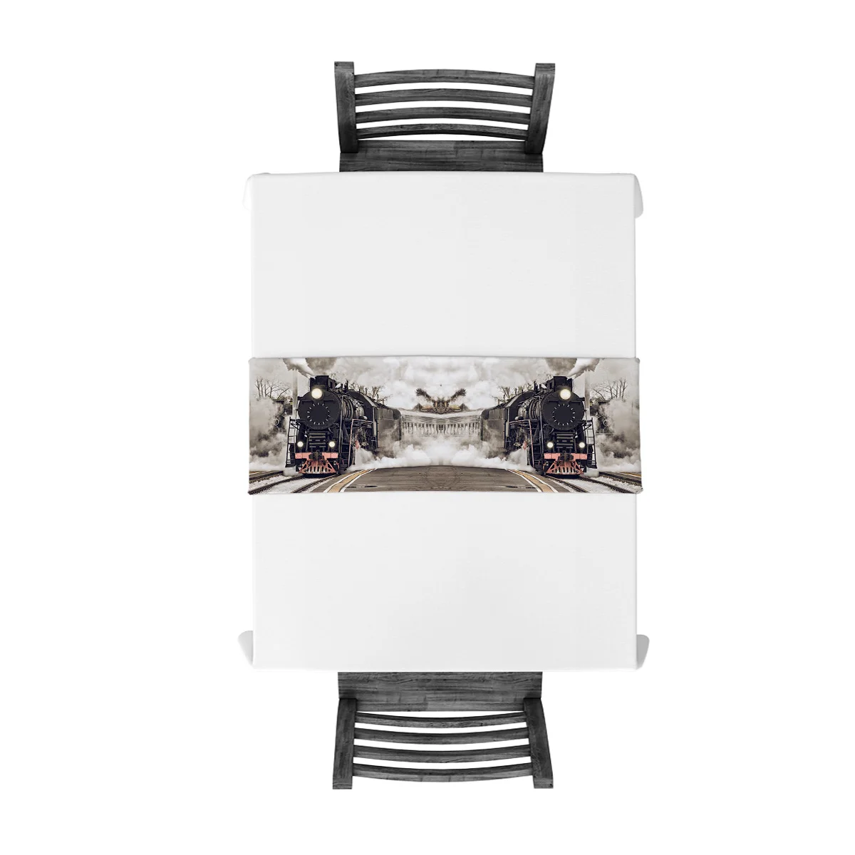 The Steam Age Of Old Trains Table Runners Modern Kitchen Decor Flag Tablecloth Placemat Hotel Home Runner | Дом и сад