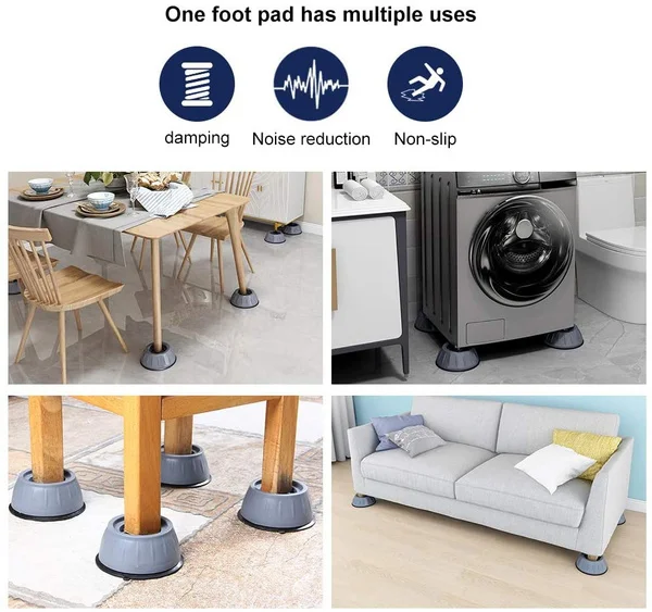 

4Pcs Anti Vibration Feet Pads Rubber Legs Slipstop Silent Skid Raiser Mat For Washing Machine Support Dampers Stand Accessories