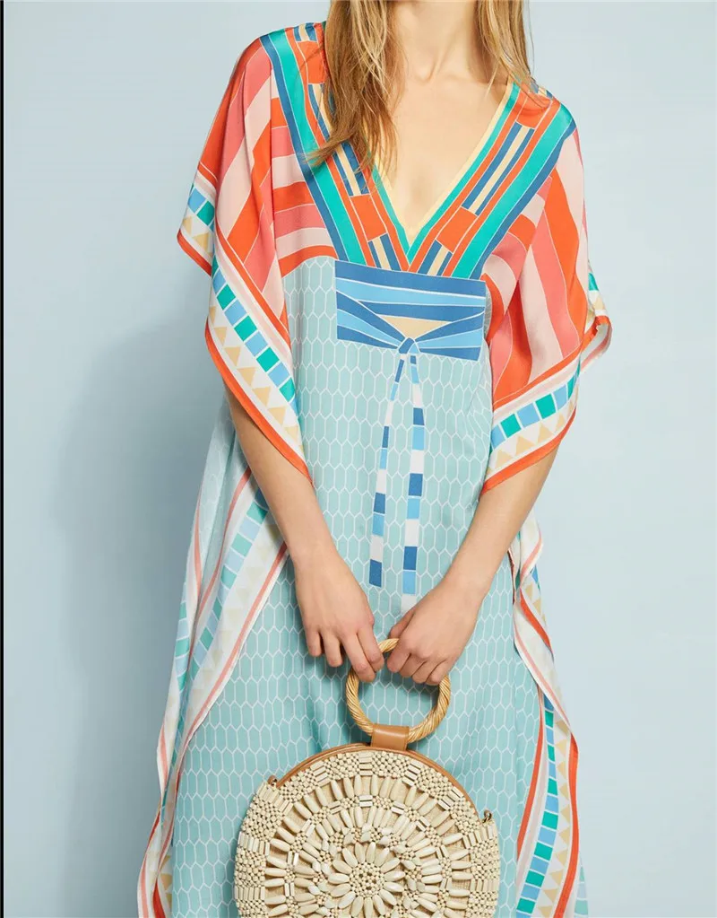 

2019 Bohemian Printed Cover-ups Sexy Summer Beach Dress Cotton Tunic Women Beachwear Swimsuit Cover Up Bikini Wrap Sarongs