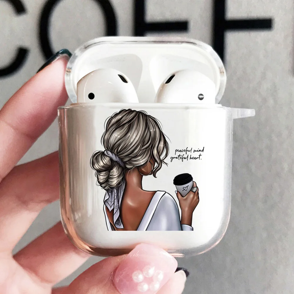 Модный чехол кофейной девушки для Apple Airpods 1 2 3 наушников Мягкий защитный Pods Pro Air |
