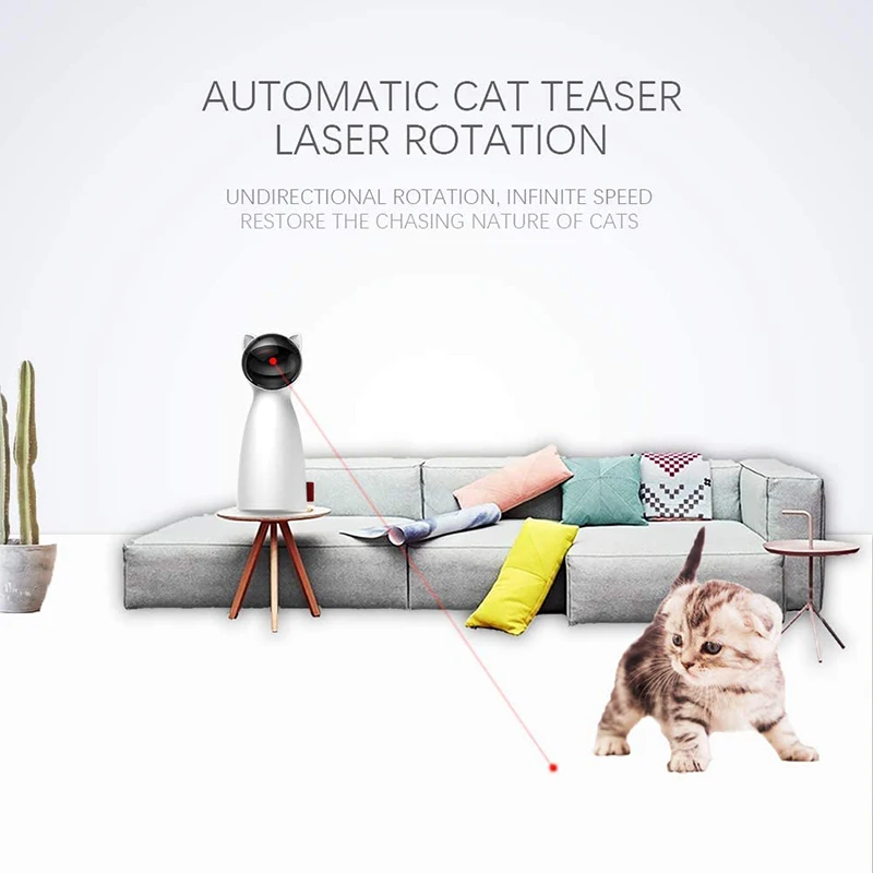 

Cat Interactive Toy LED Laser Funny Toy Auto Rotating Cat Exercise Training Entertaining Toy Multi-Angle Adjustable USB Charged