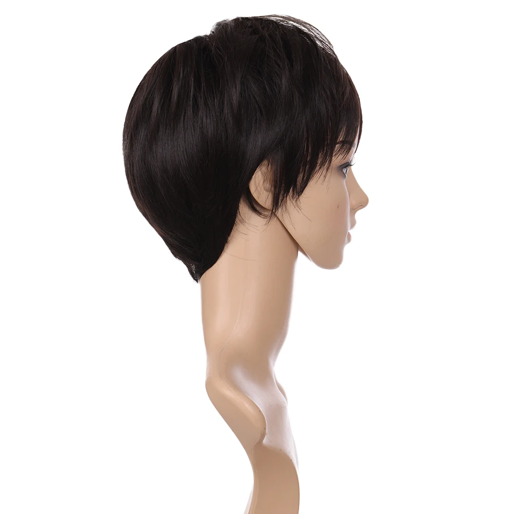 XUANGUANG синтетические волосы черно коричневые с челкой для мужчин парик