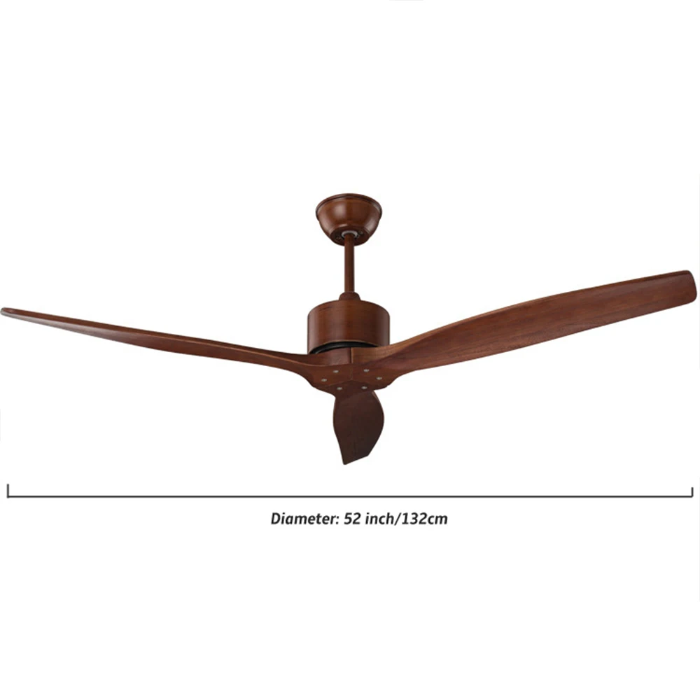 

52 inch luxury ceiling fan Without Light Home Bedroom living Room Fan 220v Wood Remote Control 3 wooden blades