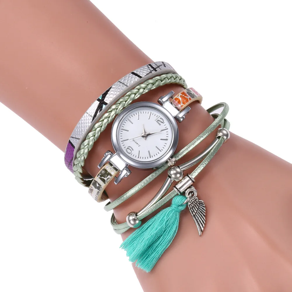 

Creative Retro Ethnic Style Wings Wool Tassel Accessories Long Belt Bracelet Watch High Quality Women's Quartz Watch