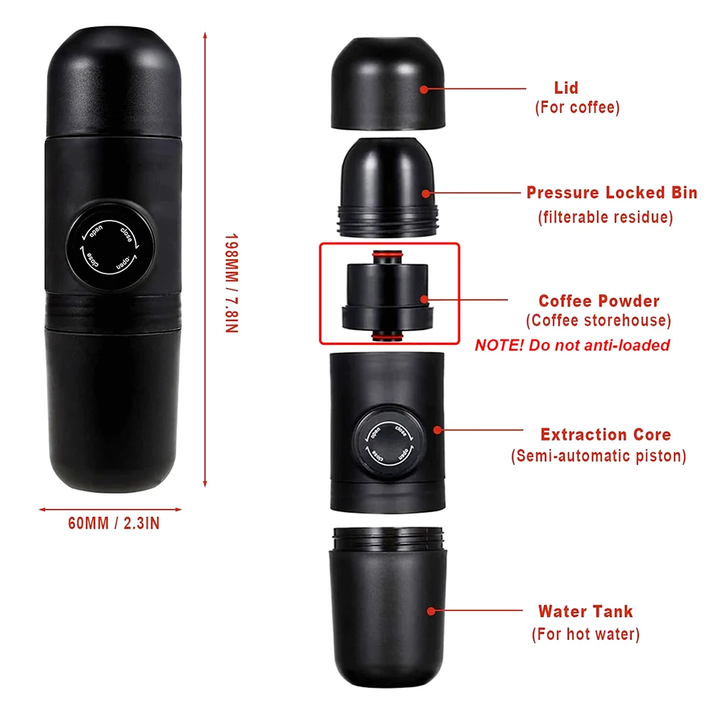 Espresso Coffee Machine Portable Filter Makers With Cups Coffeeware Perfect for Camping Hiking Outdoor Travel Gadgets | Дом и сад